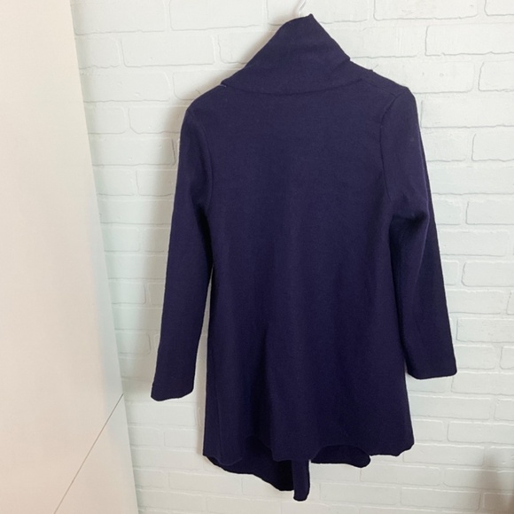 Linea Domani Jacket Cape 100% Boiled Wool High neck Deep Purple Pockets Sz S - Picture 5 of 16